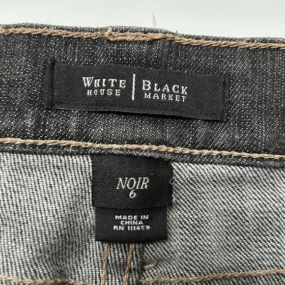 White House Black Market Charcoal Black Rhinestone Crop Denim Jeans, Size 6 - Picture 13 of 15